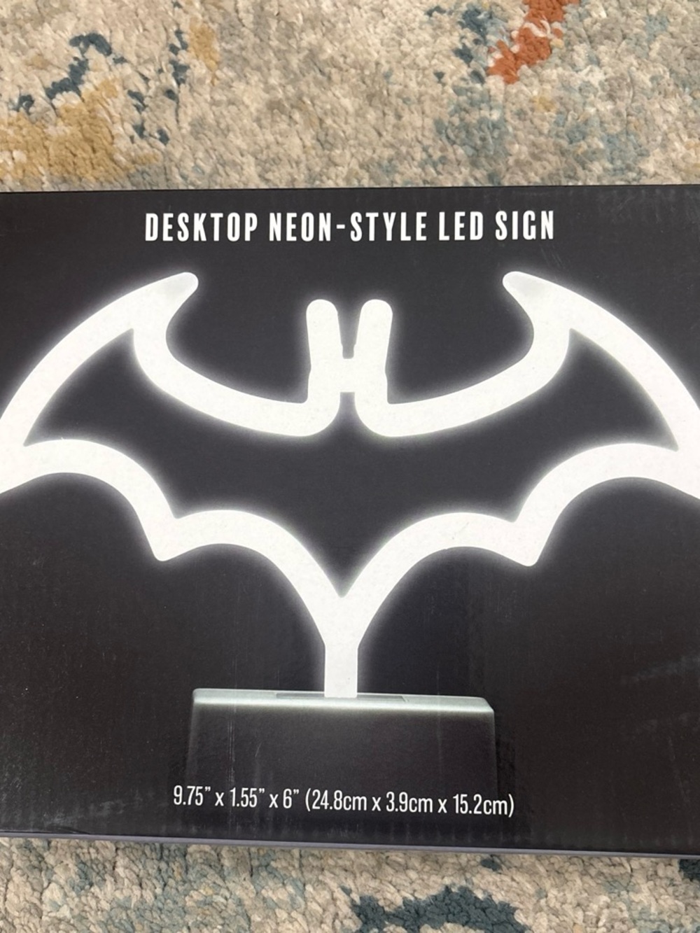 Desktop Neon-Style LED Bat Sign - White